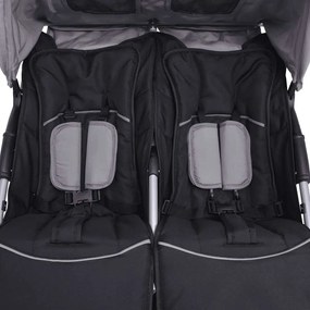 Oceľový kočík pre dvojičky , čierny a šedý