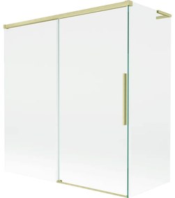 Mexen Rox, L posuvná 2-krídlová vaňová zástena 150 + 70 x 150 cm, 8mm číre sklo, zlatý matný profil, 8C9L-150-070-55-00