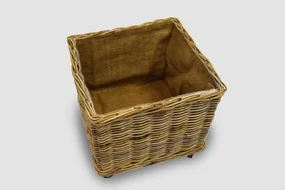 Drevený ratanový kôš na kolieskach, štvorcový - sivý Rozmery (cm): 52x52, v.40