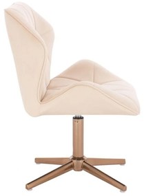 LuxuryForm DESIGN Stolička MILANO MAX VELUR na zlatom kríži - krémová