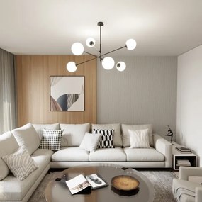 Luster na tyči LINEAR 6xE14/10W/230V čierna/biela