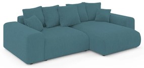 Tyrkysová menčestrová rozkladacia/s úložným priestorom rohová pohovka Luma – Ropez