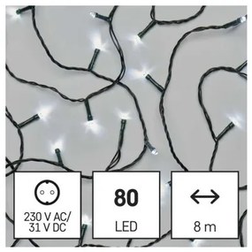 LED vánoční řetěz Steny s časovačem 8 m studená bílá