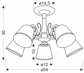 Stropný luster na tyči LOSANNA 5xE14/40W/230V mosadz