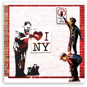 Obraz na plátně, Banksy a Love New York - 60x60 cm