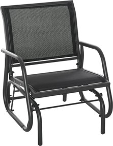 Outsunny Kovový Hojdací Stolička Záhradná Stolička s Područnými Opierkami a Opierkou Chrbta do 120 kg Nosnosť Vonkajšia Relaxačná Stolička na Balkón d