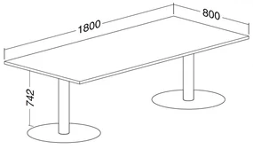Konferenčný stôl ProOffice 80 x 180 x 74,2 cm, buk