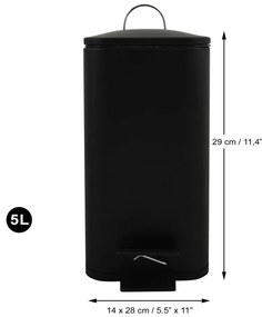 Matne čierny nášľapný oceľový odpadkový kôš 5 l Erik – Spirella