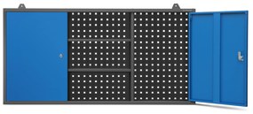 Plytká závesná garážová skriňa BEN, 1200 x 600 x 200 mm, antracitovo modrá