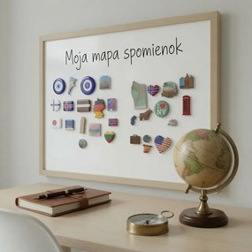 Toptabule.sk  Biela tabuľa na magnetky v drevenom prírodnom ráme CLASSIC 90x60 cm