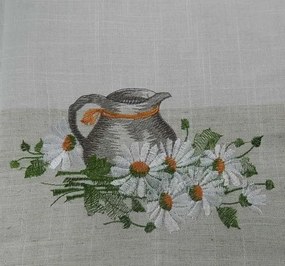 Ľanový obrus Džbán s kvetmi 85 × 85 cm