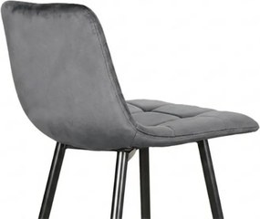 Sivá barová stolička MILA VELVET s čiernymi nohami