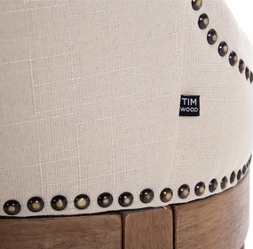 Barová stolička Buckingham - látka, drevené nohy svetlá antik - Krémová