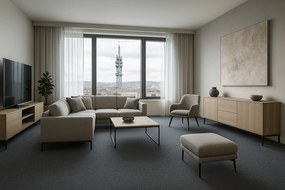 Vopi, AKCIA: 100x410 cm Koberec metráž Astra šedá - neúčtujeme odrezky z role - obšitý zo všetkých strán, šíře, šedá, ab (mriežka), chodba / predsieň