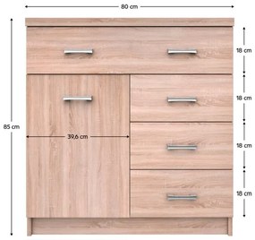 Kondela Komoda 1D4S, dub sonoma, TOPTY TYP 20