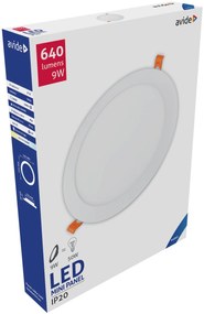 AVIDE Zápustný LED panel, 9W, studená biela, 14cm, okrúhly, biely