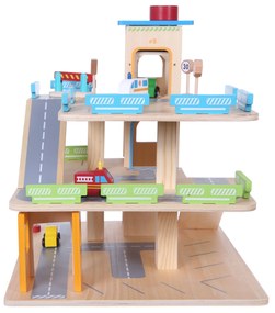 Wellhox Drevená garážová dráha s výťahom + autá