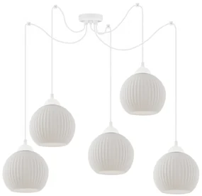 Závesné svietidlo Riffle Round Spider, 5x biele sklenené tienidlo, w