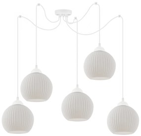 Závesné svietidlo Riffle Round Spider, 5x biele sklenené tienidlo, w