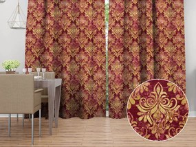 Biante Zamatový záves Tamara TMR-053 Zámocký vzor na vínovo červenom 145x220 cm
