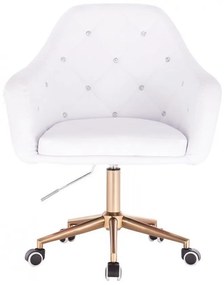 LuxuryForm DESIGN Kreslo ROMA na zlaté podstave s kolieskami - biele