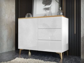 Komoda Opuncia 1D3S (biela + biela lesklá + zlatá). Vlastná spoľahlivá doprava až k Vám domov. 1122776