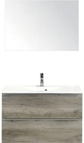 Kúpeľňový nábytkový set Pulse 90 cm s umývadlom dub Nebraska a zrkadlom