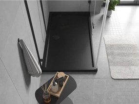 Mexen, Mexen Flow obdĺžniková sprchová vanička slim 140 x 75 cm, čierna matná, 46R707514