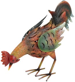 Záhradná kovová figúrka Rooster, 32 cm, viacfarebná