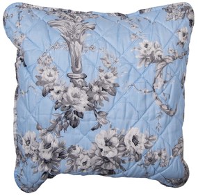 Modrý vintage povlak na vankúš s kvetinami - 40 * 40 cm