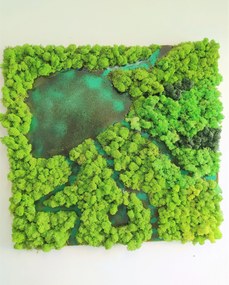 Machový obraz s epoxidom ''krajinka'' 105cm x 105cm