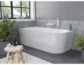 Mexen Mia, voľne stojaca rohová vaňa ľavá 160 x 80 cm, biela, biely prepad, 52691608000L-20
