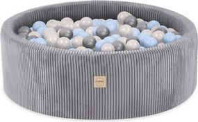 Suchý bazén pre deti menčestrový 90 x 30 + 200 loptičiek - svetlo šedá