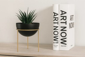 KOVOVÝ KVETINÁČ SO STOJANOM LOFT 20X15 CM ČIERNA/ZLATÁ