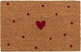 Hnedá kokosová rohožka so srdiečkami Heart - 75*45*1 cm
