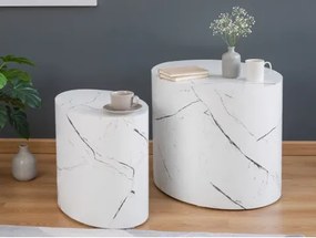 Súprava oválnych stolíkov Alvo, imitácia biely mramor, 2 ks%