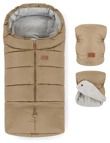 PETITE&amp;MARS - SADA Detský fusak 3v1 JIBOT + rukávniky na kočík hnedá