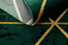 Koberec EMERALD exkluzívny 1020 glamour, styl marmur, trojuholníky fľaškovo zelený / zlatý