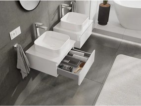 Mexen Orio, kúpeľňová skrinka 50 cm s hornou časťou, 1 zásuvka, biela lesklá, 91A10-05023-1-BFC00