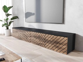 TV stolík/skrinka Dlone 180 MDF, Farby: čierny grafit / dub wotan, Osvetlenie: bez osvetlenia
