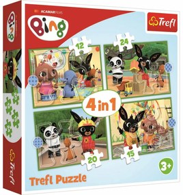 TREFL Bing: Šťastný den 4v1 12,15,20,24 dielov puzzle