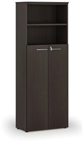 Kombinovaná kancelárska skriňa PRIMO WOOD, dvere na 4 poschodia, 2128 x 800 x 420 mm, wenge