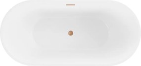 Mexen Luna, voľne stojaca vaňa 170 x 80 cm, biela, medený prepad, 52031708000-65
