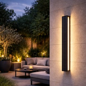 Vonkajšia nástenná lampa čierna 60 cm vrátane LED 4-stupňového stmievača so solárnym panelom - Serena