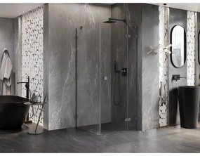 Mexen Lunar, výklopný sprchový kút pravý 70 x 70 cm, 8mm číre sklo, grafitový profil, 834-070-070-95-00-P
