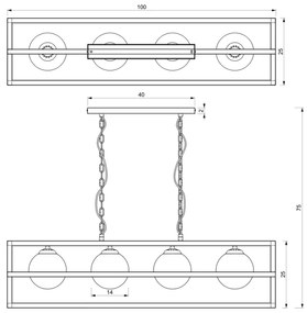 Luster na reťazi DIEGO 4xE14/40W/230V čierna
