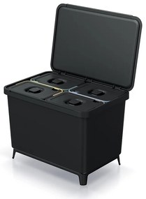 Odpadkový kôš, 4 x 10 l, čierna