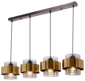 Luster na lanku SPIEGA 4xE27/60W/230V zlatá/čierna