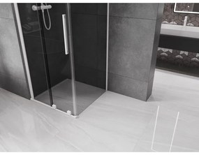 Mexen Velar, sprchový kút s posuvnými dverami 110 x 110 cm, 8mm šedé sklo, biela matná, 871-110-110-41-20