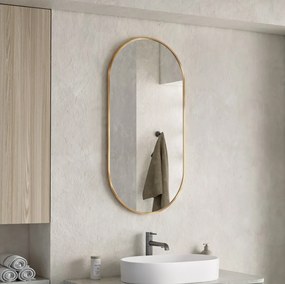 Erga Oval, oválne zrkadlo 50x100cm, zlatý rám, ERG-V01-OVAL-5010-GD